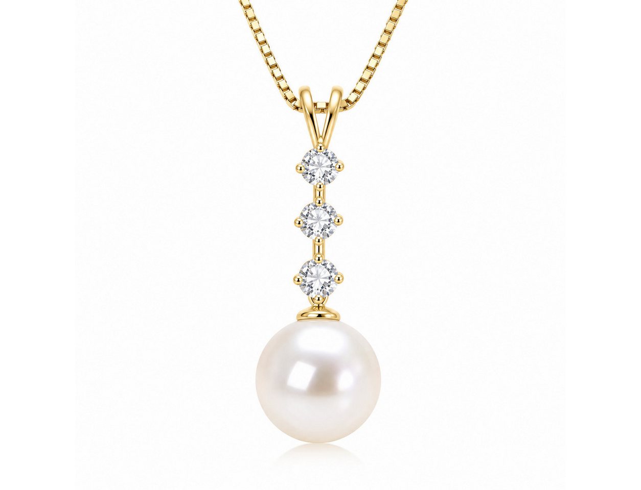 ROUGEMONT Perlenkette Funkelnde Moissanit Damen Perlenkette 1,0ct 925 Sterling Silber, Echtschmuck mit Echtheitszertifikat – Bild 2 von 5
