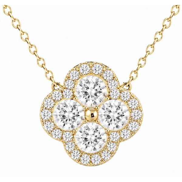 ROUGEMONT Silberkette Funkelnde Kleeblatt-Clover Damen Halskette 45cm 925 sterling Silber, Elegantes Clover Design Symbol für Glück, Liebe und positive Energie