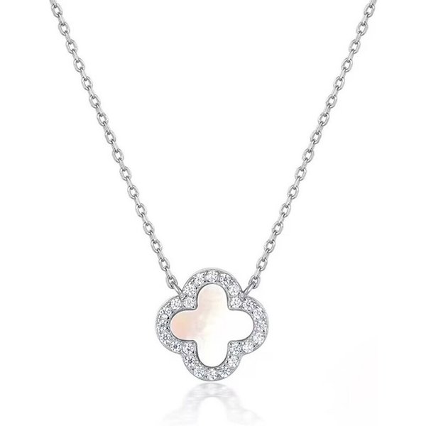 ROUGEMONT Silberkette Kleeblatt Glücksbringer Clover Damen Halskette 925 sterling Silber, Echtschmuck