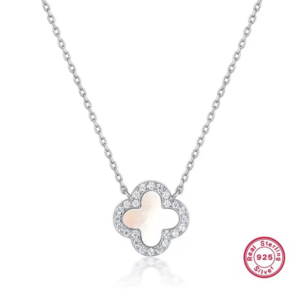 ROUGEMONT Silberkette Kleeblatt Glücksbringer Clover Damen Halskette 925 sterling Silber, Echtschmuck – Bild 5 von 5
