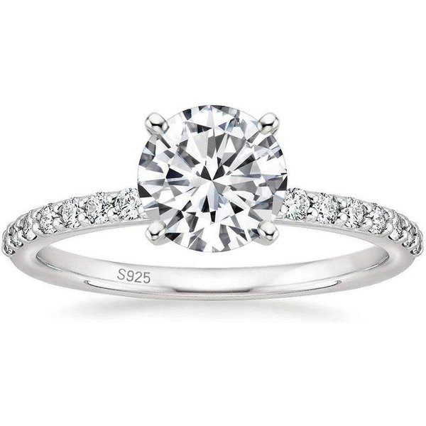 ROUGEMONT Silberring Funkelnder Damen Moissanit Verlobungsring mit Zertifikat 7mm 1,2ct, Echtschmuck