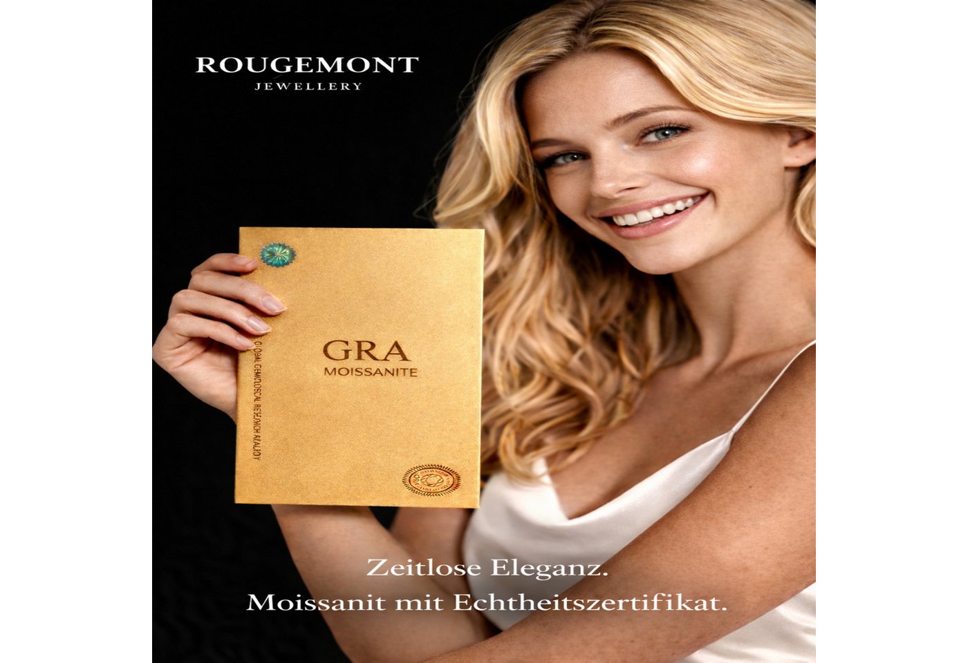 ROUGEMONT Silberring Funkelnder Damen Moissanit Verlobungsring mit Zertifikat 7mm 1,2ct, Echtschmuck – Bild 3 von 4