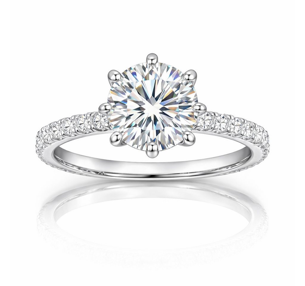 ROUGEMONT Silberring Funkelnder Moissanit Damen Ring Verlobungsring -Hochglanz Finish – Bild 5 von 5