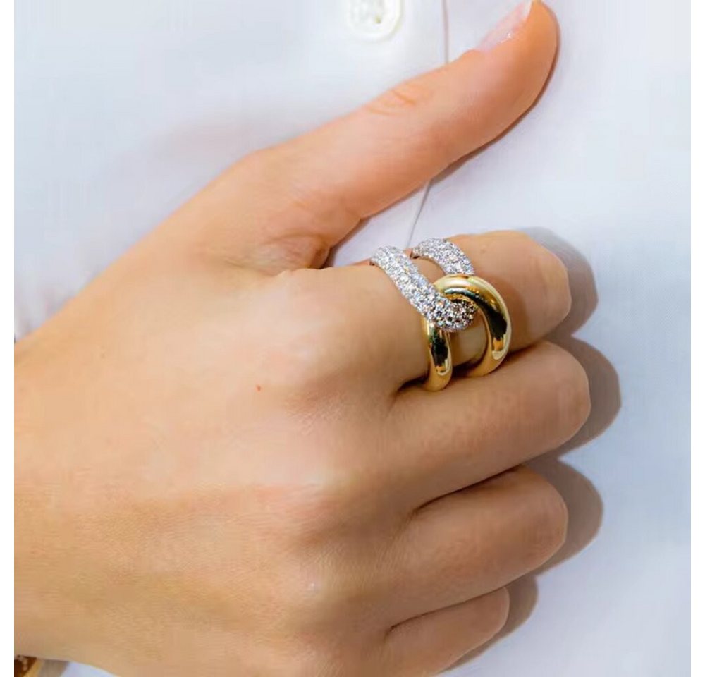 ROUGEMONT Silberring Massiver Bicolor Trend Damen Ring 925 Sterling Silber 18 K Gold, Wasserfest – Bild 3 von 3