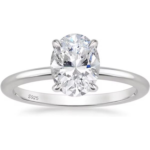 ROUGEMONT Solitärring Extravaganter Damen Solitär Ring Verlobungsring Oval 925 Silber, Echtschmuck