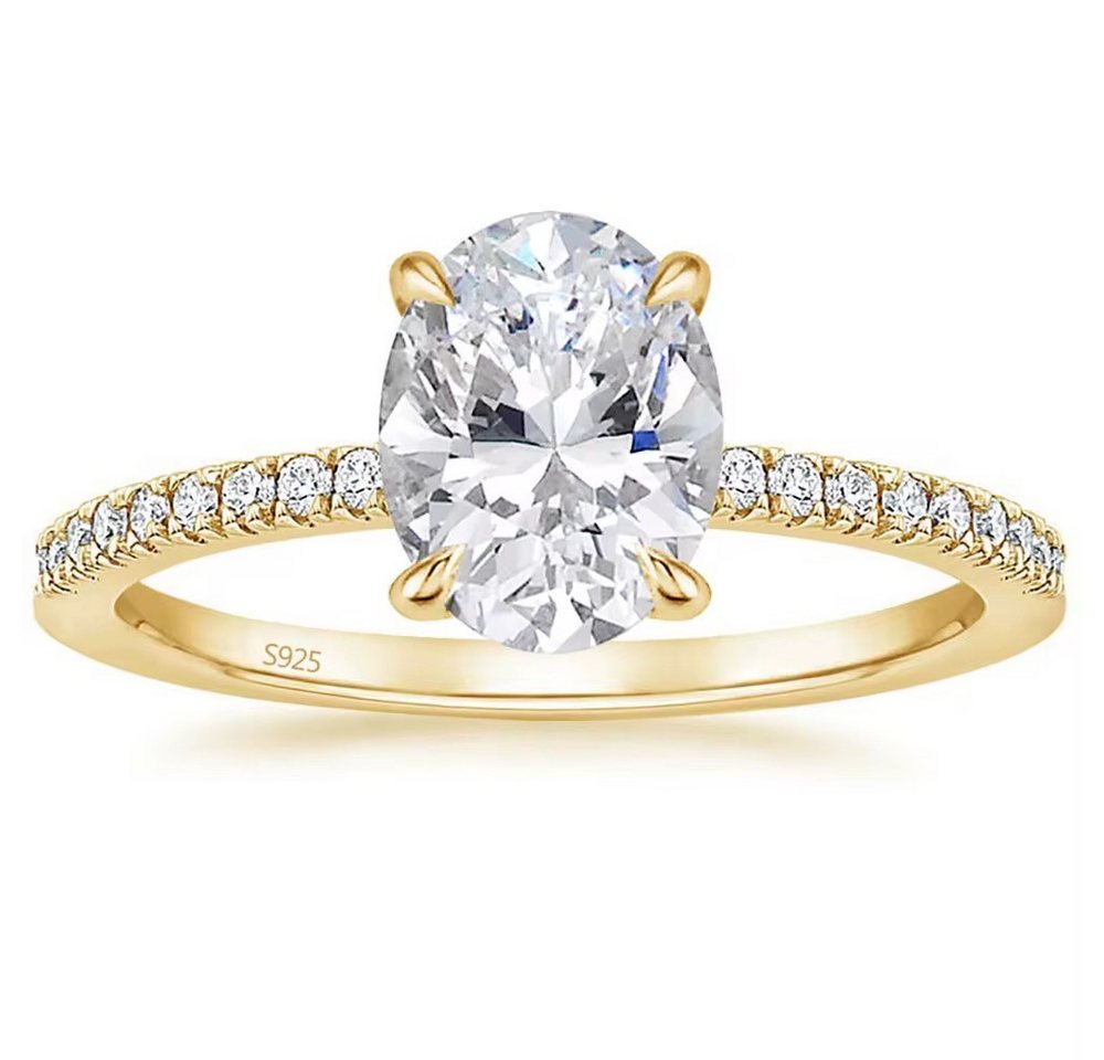 ROUGEMONT Solitärring Extravaganter Damen Solitärring Damen Ring 925 Sterling Silber Oval, Echtschmuck – Bild 3 von 5