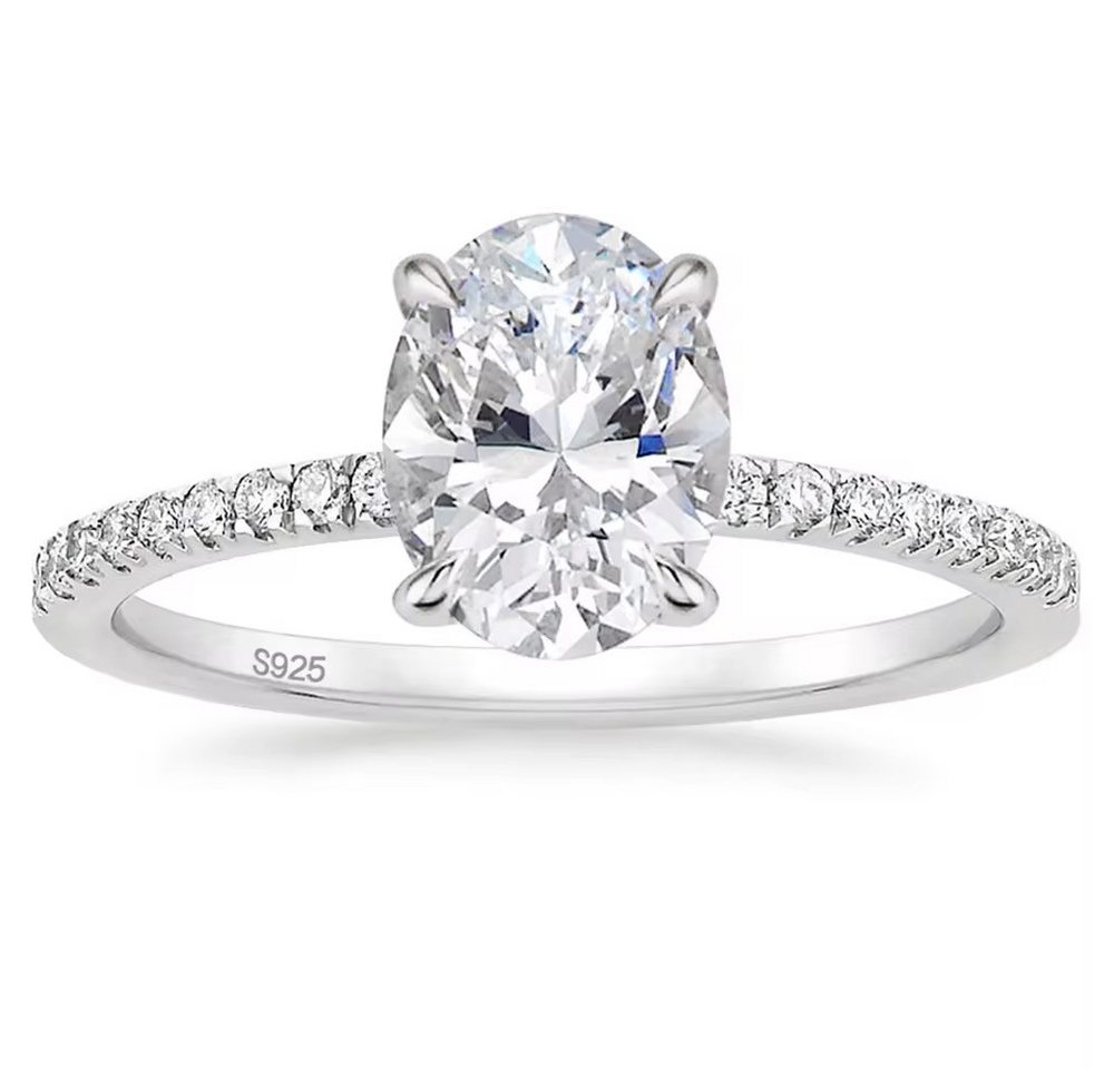 ROUGEMONT Solitärring Extravaganter Damen Solitärring Damen Ring 925 Sterling Silber Oval, Echtschmuck – Bild 4 von 5