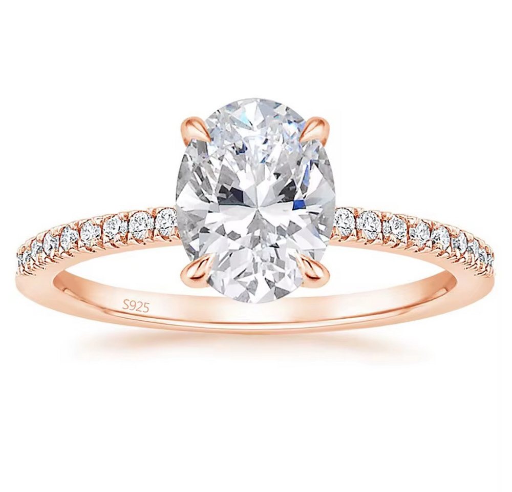 ROUGEMONT Solitärring Extravaganter Damen Solitärring Damen Ring 925 Sterling Silber Oval, Echtschmuck – Bild 3 von 5