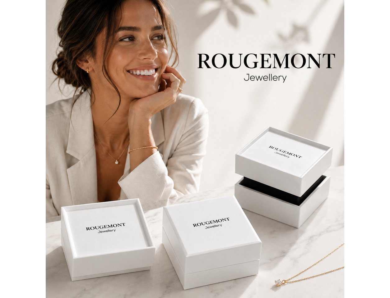 ROUGEMONT Solitärring Extravaganter Moissanit Ring Oval Cut Damen Ring 925 Silber 18k Gold – Bild 4 von 5