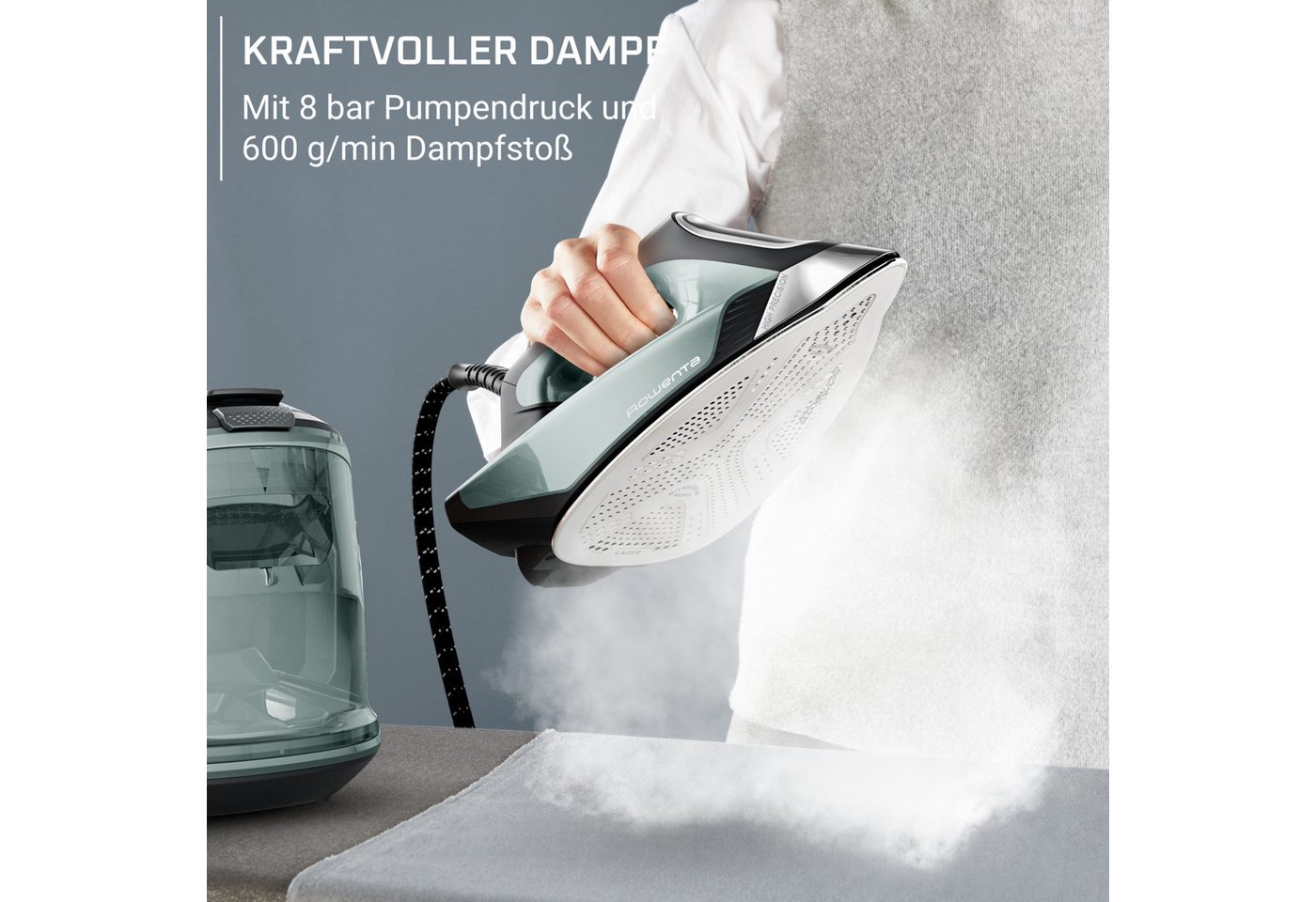 Rowenta Dampfbügelstation Force Pro 500, mühelose Textilpflege mit 2 Modi (MAX und ECO), 1800 ml Wassertank, sofortiger Dampf dank Quicksteam-Technologie, Kalk- – Bild 3 von 5