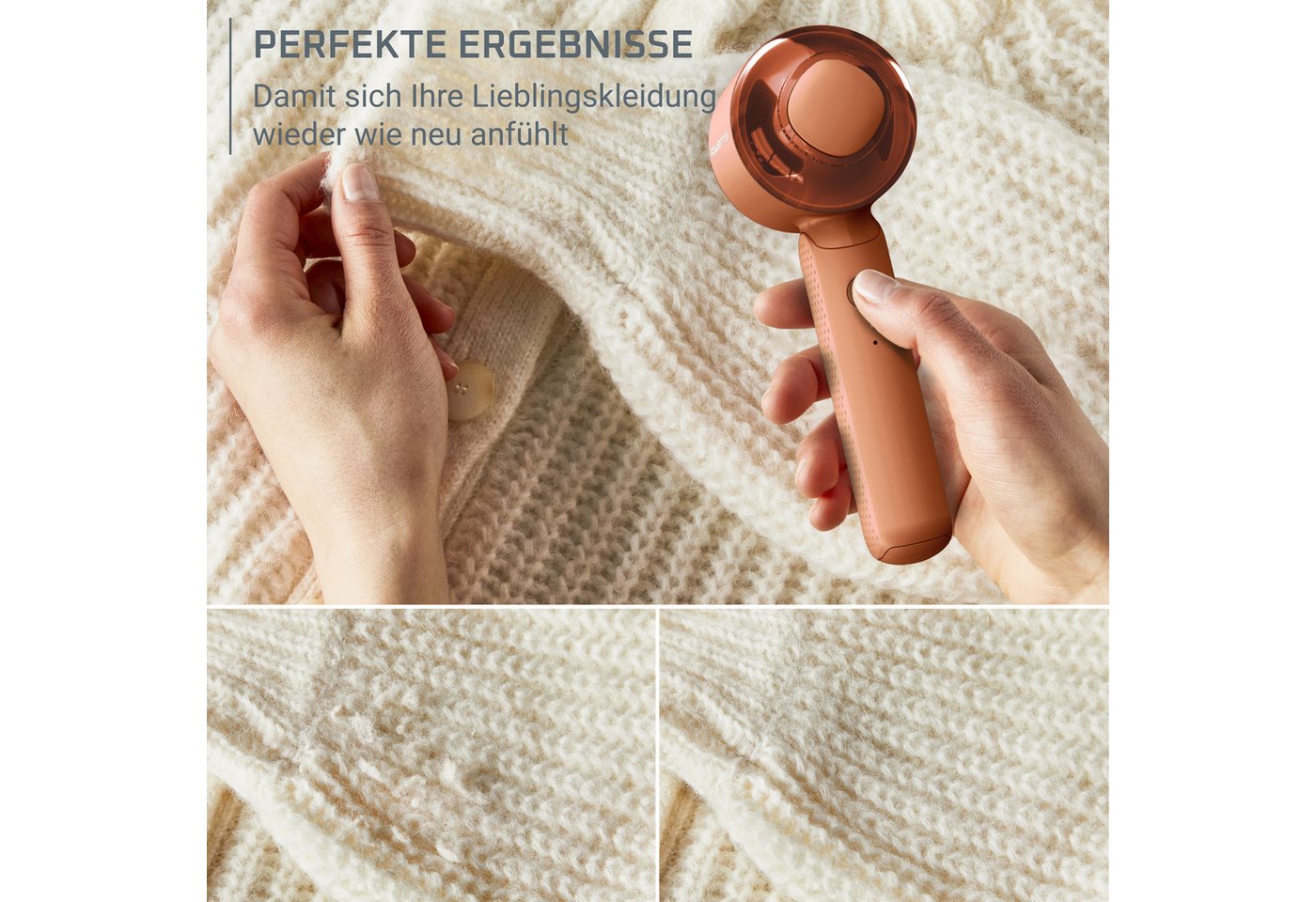 Rowenta Fusselrasierer Easy Care, wiederaufladbarer Fusselentferner, einfache Handhabung, breiter Edelstahlkopf, 3-fach gezahnte Klingen, JA8001 – Bild 3 von 5