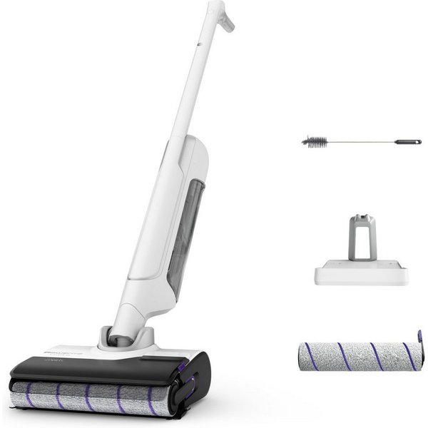 Rowenta Nass-Trocken-Sauger X-Clean 10, 65° Grad Heißluft-Trocknung, 180° Neigung, 200 W, beutellos, beutellos, selbstreinigend, 60 Min Akku, geeignet für Hartb