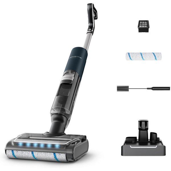 Rowenta Nass-Trocken-Sauger X-Clean 7, 60° Grad Heißluft-Trocknung, 180° Neigung, 250 W, beutellos, beutellos, selbstreinigend, Automatik Modus, für Hartböden, 
