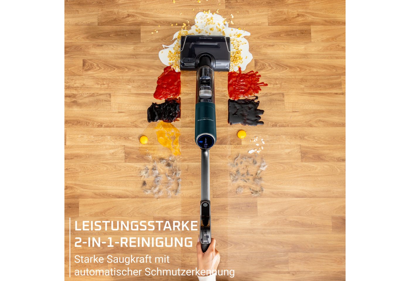 Rowenta Nass-Trocken-Sauger X-Clean 7, 60° Grad Heißluft-Trocknung, 180° Neigung, 250 W, beutellos, beutellos, selbstreinigend, Automatik Modus, für Hartböden,  – Bild 3 von 5
