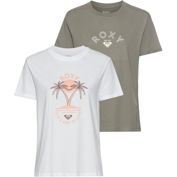 Roxy T-Shirt PACK SPARKLE EVENING BG (Packung, 2-tlg., Doppelpack) 2er-Pack, mit Rundhalsausschnitt, aus Baumwolle, pflegeleicht