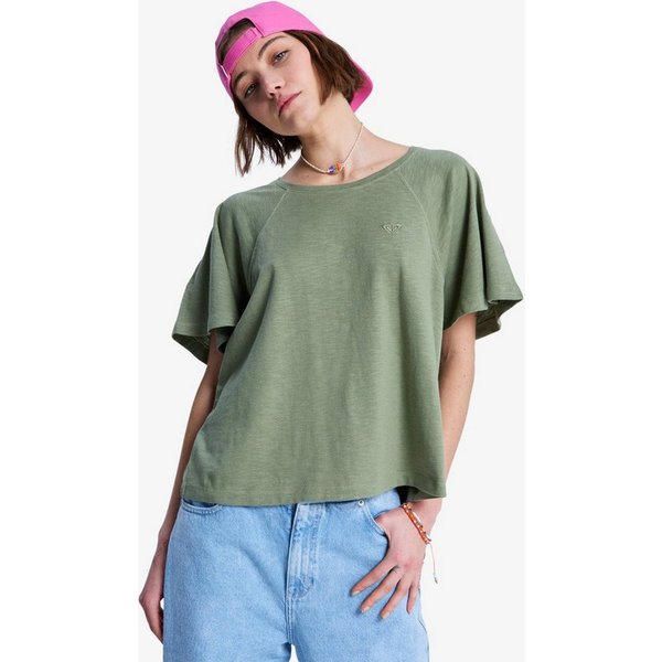 Roxy T-Shirt TIME FOR PALM TREE Kurzarm, mit Rundhalsausschnitt, aus Baumwolle und Polyester