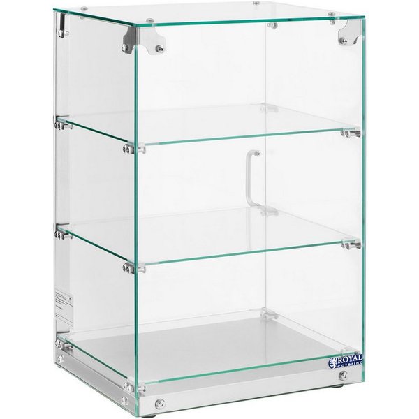 Royal Catering Buffet-Vitrine Gastro Kuchenvitrine 60 L Tortenvitrine 3 Ebenen Panoramavitrine Café, Edelstahl, Glas