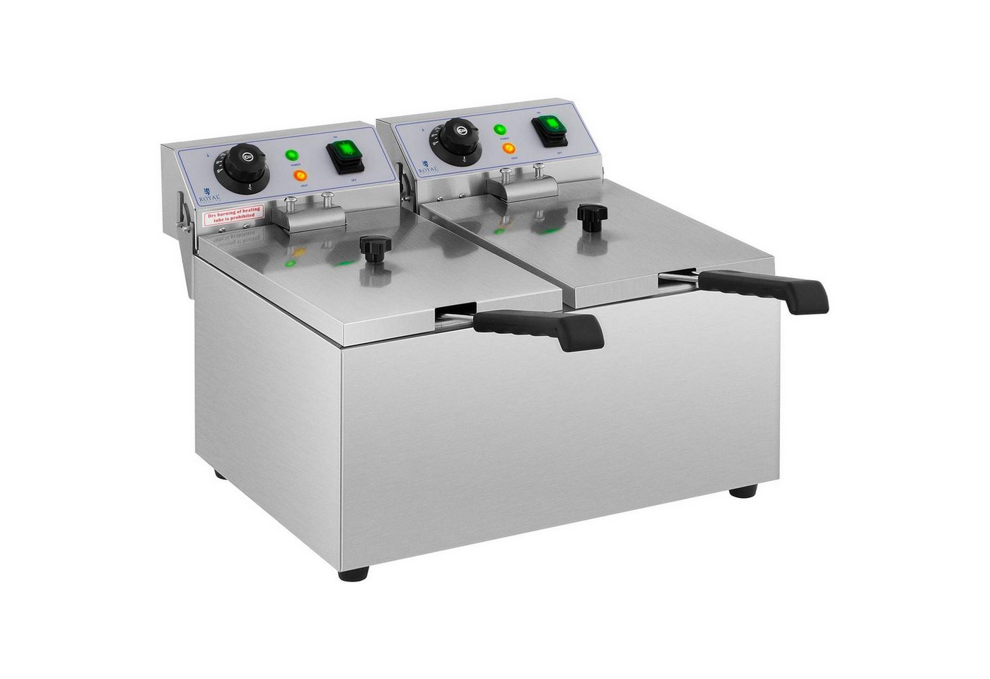 Royal Catering Fritteuse RCEF 08DB, 6400 W, 2 x 8 L Doppel Edelstahl Elektro Gastronomie – Bild 2 von 5