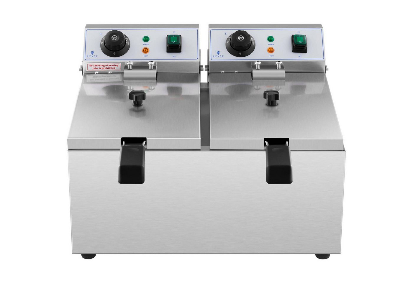 Royal Catering Fritteuse RCEF 08DB, 6400 W, 2 x 8 L Doppel Edelstahl Elektro Gastronomie – Bild 3 von 5