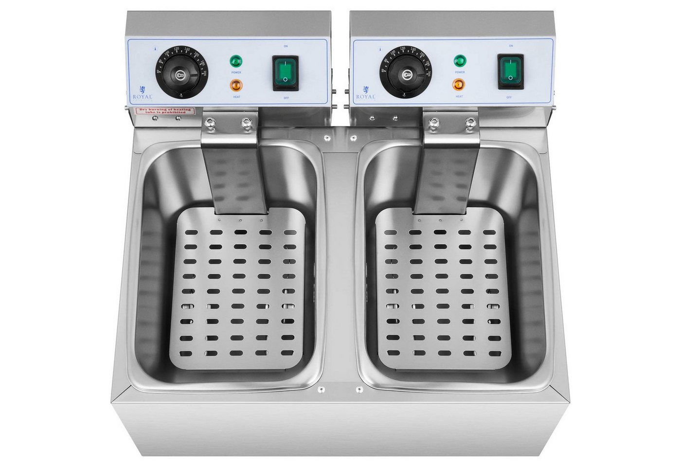 Royal Catering Fritteuse RCEF 08DB, 6400 W, 2 x 8 L Doppel Edelstahl Elektro Gastronomie – Bild 4 von 5