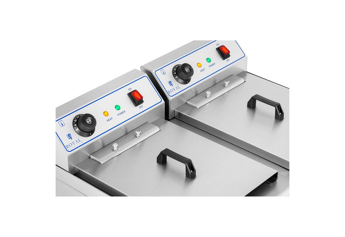 Royal Catering Fritteuse RCSF 16DTH, 12000 W, 2 x 16 L Doppel mit Ablasshahn Kaltzone 2 x 6000 W Profi Gastro 400 V – Bild 4 von 5