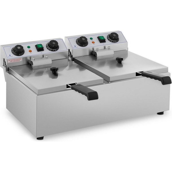 Royal Catering Fritteuse RCTF 10DB, 6400 W, 2 x 10 L Timer Kaltzone 230 V Doppel 2 x 3200 W