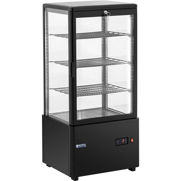 Royal Catering Kühlschrank RCCC-78-BT, 99 cm hoch, 45 cm breit, Kühlvitrine - 78L - Royal Catering - 4 Ebenen - schwarz - abschließbar