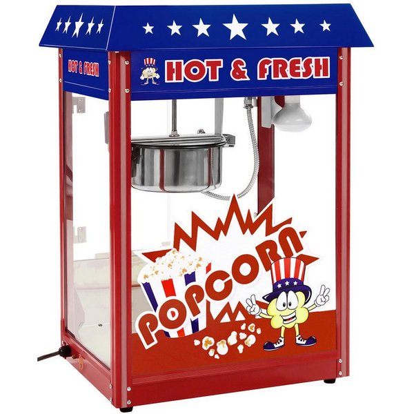 Royal Catering Popcornmaschine Popcornmaker 1500 W 5 kg/h rot Popcornautomat Teflon USA-Design