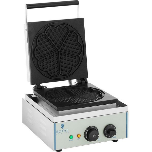 Royal Catering Waffeleisen Herzform Waffel Maker Waffelautomat 1500W Timer Edelstahl Gastro XXL, 1500 W
