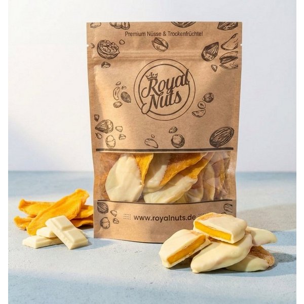 Royalnuts Genuss GmbH Schokolade 500g Getrocknete Mango mit weißer Schokolade, Royalnuts