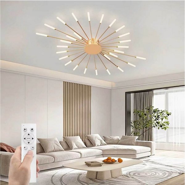 RRBEST Deckenleuchte Modern Deckenleuchte mit Fernsteuerung, LED Deckenleuchte Dimmbar, Wohnzimmerlampe, Schlafzimmerlampe. golden
