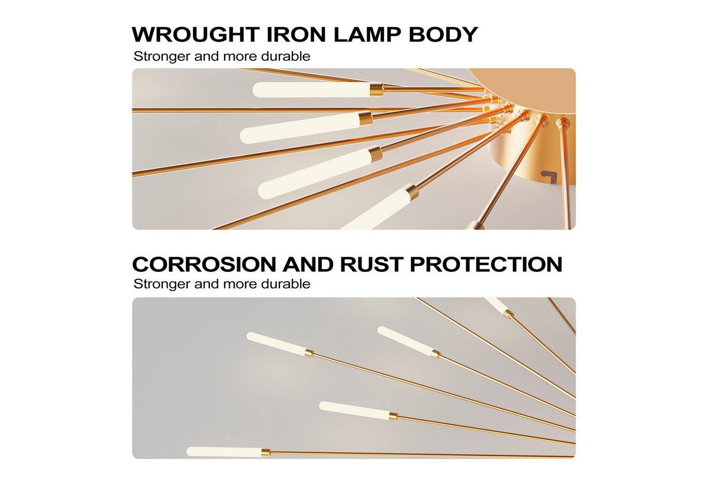 RRBEST Deckenleuchte Modern Deckenleuchte mit Fernsteuerung, LED Deckenleuchte Dimmbar, Wohnzimmerlampe, Schlafzimmerlampe. golden – Bild 4 von 5