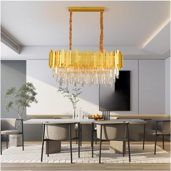 RRBEST Kronleuchter Kristall Leuchte, Kristall Deckenleuchte Silver, E14 Lichter, für Esszimmer, Küche, Wohnzimmer, Schlafzimmer, Flur, Café, Bar