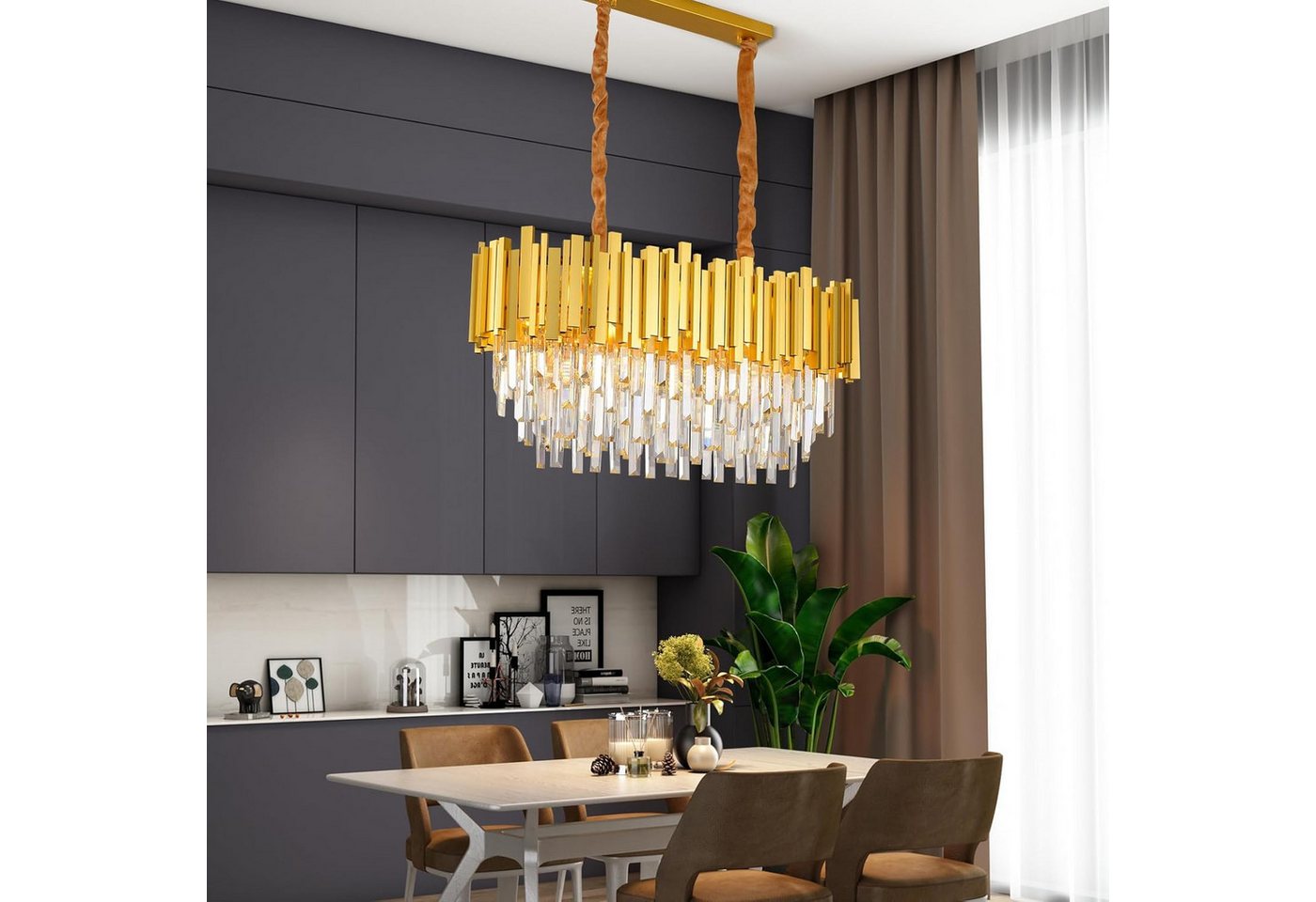 RRBEST Kronleuchter Kristall Leuchte, Kristall Deckenleuchte Silver, E14 Lichter, für Esszimmer, Küche, Wohnzimmer, Schlafzimmer, Flur, Café, Bar – Bild 3 von 5