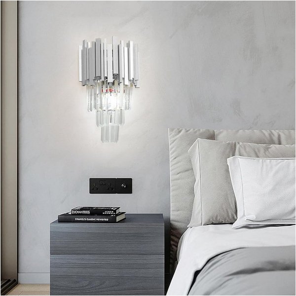 RRBEST Kronleuchter Kristall Leuchte, Kristall Deckenleuchte Silver, E14 Lichter, für Esszimmer, Küche, Wohnzimmer, Schlafzimmer, Flur, Café, Bar