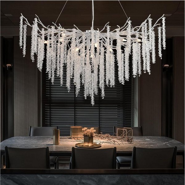RRBEST Kronleuchter Modern Kronleuchter Kristall Leuchte, Luxus Kristall Pendelleuchte, Dimmbar Kristall Hängeleuchte, für Esszimmer, Wohnzimmer, Schlafzimmer