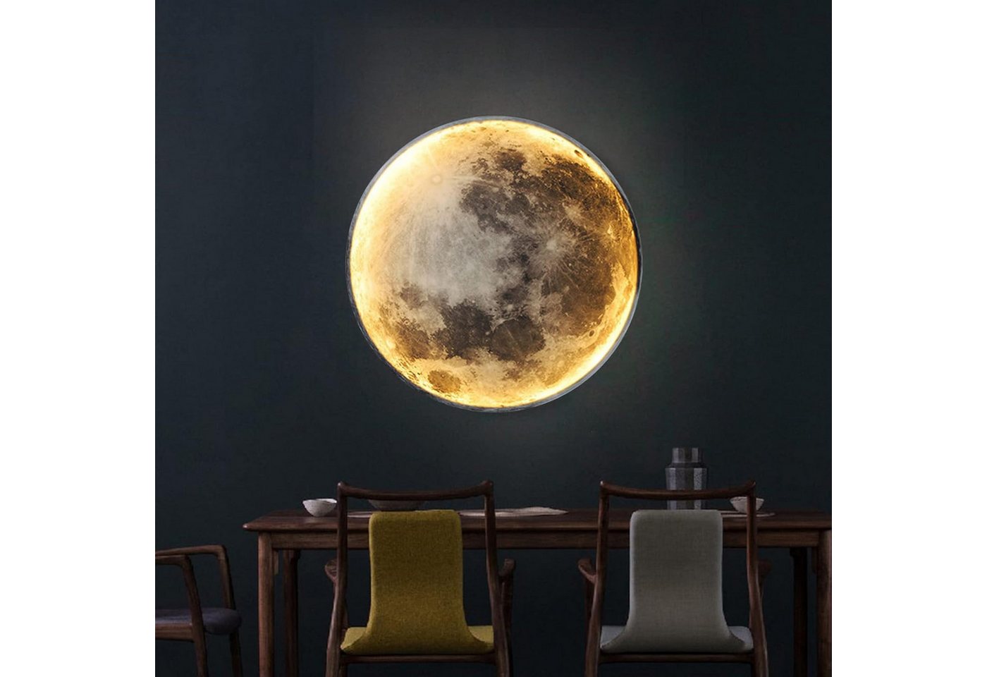 RRBEST LED Deckenleuchte Led Deckenleuchte Mond, Mond Wandleuchte Dimmbar, 3D-Druck Deckenlampe mit Fernbedienung Nachtlichtmodus – Bild 2 von 5