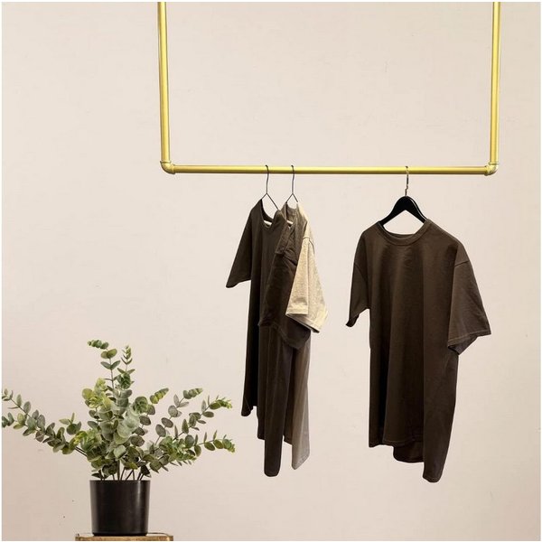 RSR Hangers Kleiderstange Garderobe Industrial Design Gold für Decke Garderobenstange U-Form