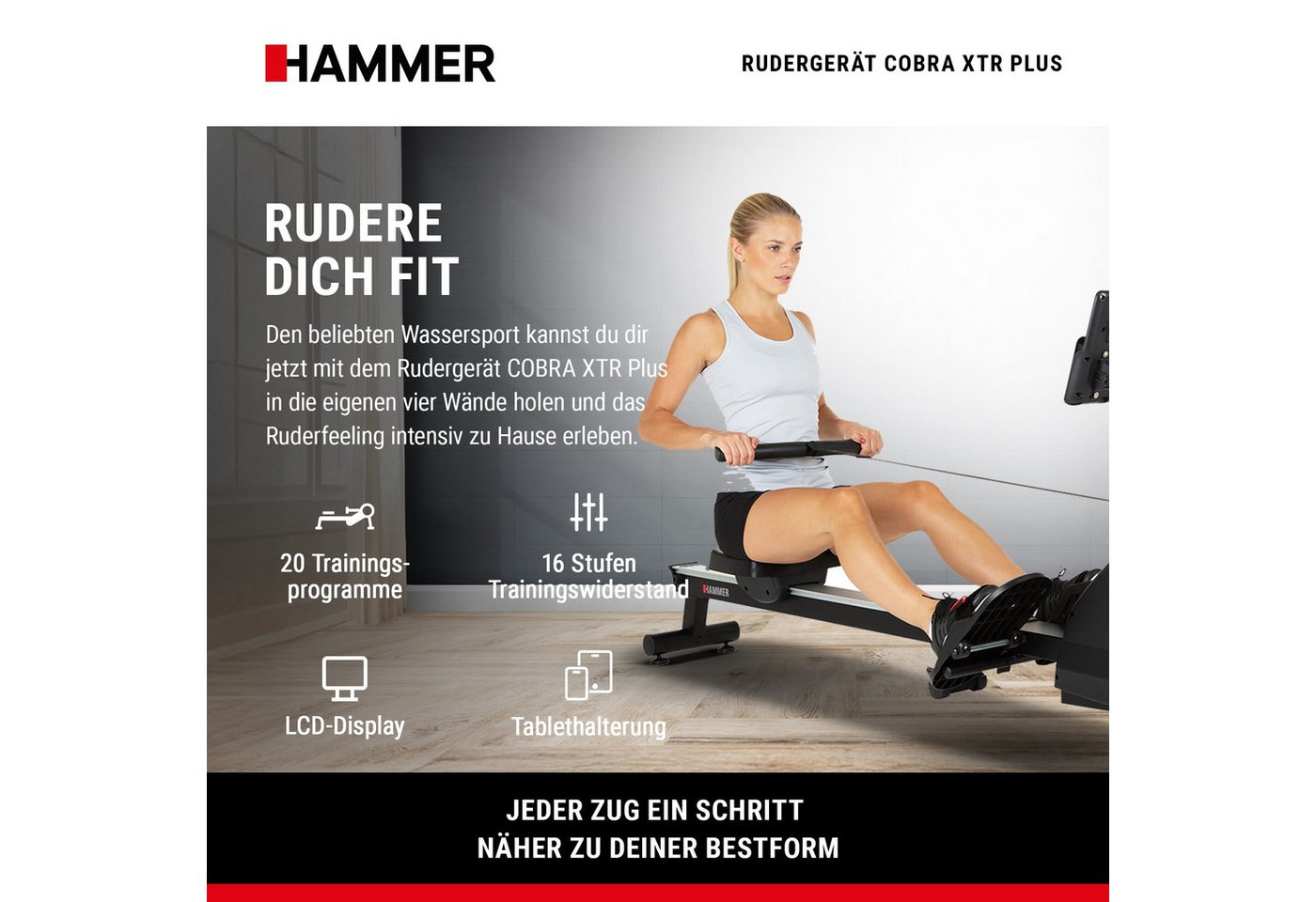 Hammer Rudergerät Hammer Rudergerät Cobra XTR Plus – Bild 2 von 5