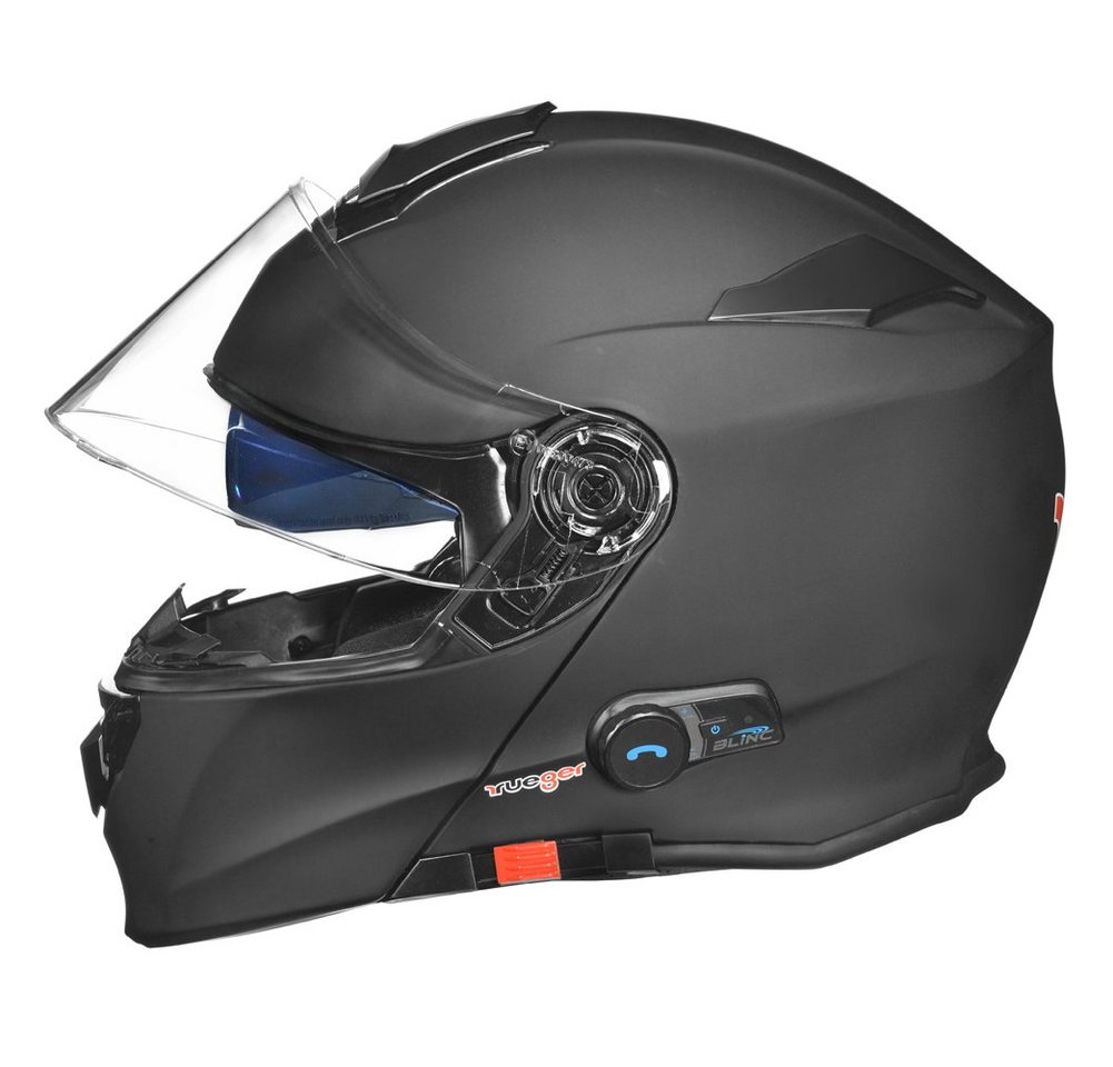 rueger-helmets Motorradhelm RS-983 Bluetooth Klapphelm Motorradhelm Conzept Motorrad Modular Helm ruegerRS-983 COM MattSchw XS – Bild 3 von 5