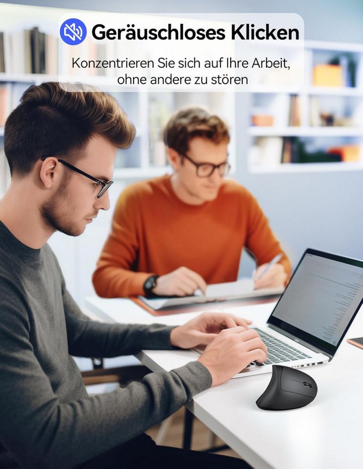 RUHE Ergonomische Maus Kabellose Bluetooth Vertikale Maus Optisch Leise RGB ergonomische Maus (Bluetooth, Funk, kabelgebunden, 2.5G, USB-Dongel, Kabelgebundenes – Bild 5 von 5