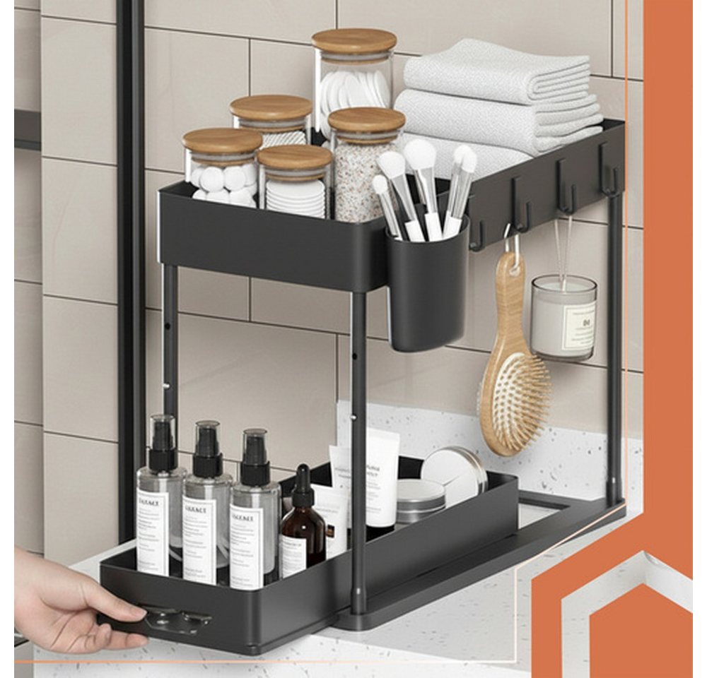 Ruhhy Ablageregal Untertisch-Organizer, Spar-Set, Zweistufiges Design schafft zusätzlichen Stauraum unter Spüle – Bild 5 von 5