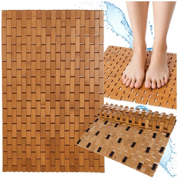 Ruhhy Antirutschmatte Bambus-Badezimmermatte, Spar-Set, 1-St., wasserdicht, verhindert Feuchtigkeitsansammlungen und Schimmelbildung