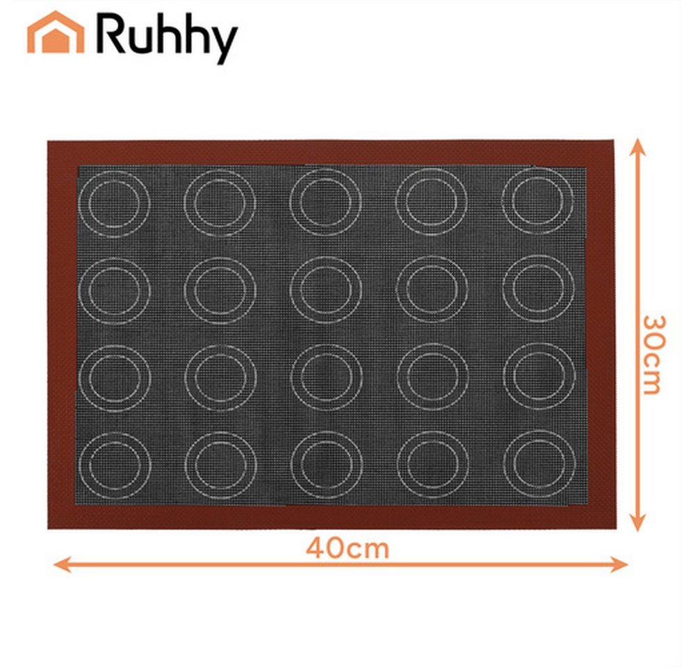 Ruhhy Backmatte Silikon-Backmatte Backofenunterlage, Silikon (Spar-Set, 1-tlg., doppelseitig perforiert), Backwaren lösen sich mühelos ohne zusätzliches Fett – Bild 2 von 5