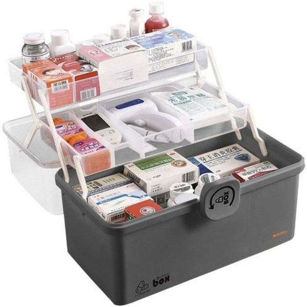 Ruhhy Medizinschrank Medikamentenorganizer Organisator (Spar-Set, 1-St., praktisch platzsparend) Großes unteres Fach für größere Gegenstände