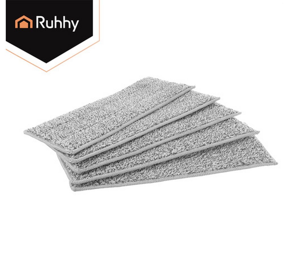 Ruhhy Moppbezug Flachmoppbezüge Wischbezug (Polyester, 12x33 cm, Spar-Set, 5-tlg., Reinigung, Ideal für Parkett, Laminat, Fliesen und empfindliche Oberflächen) – Bild 2 von 5
