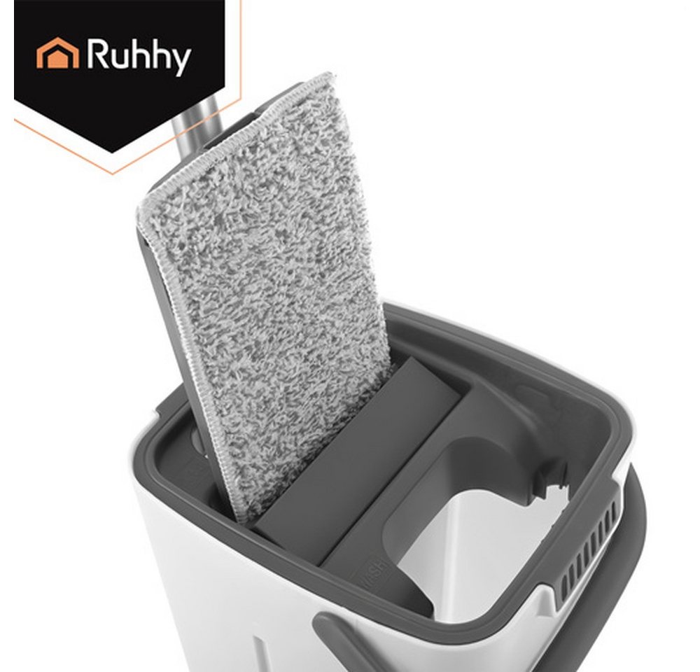 Ruhhy Moppbezug Flachmoppbezüge Wischbezug (Polyester, 12x33 cm, Spar-Set, 5-tlg., Reinigung, Ideal für Parkett, Laminat, Fliesen und empfindliche Oberflächen) – Bild 3 von 5