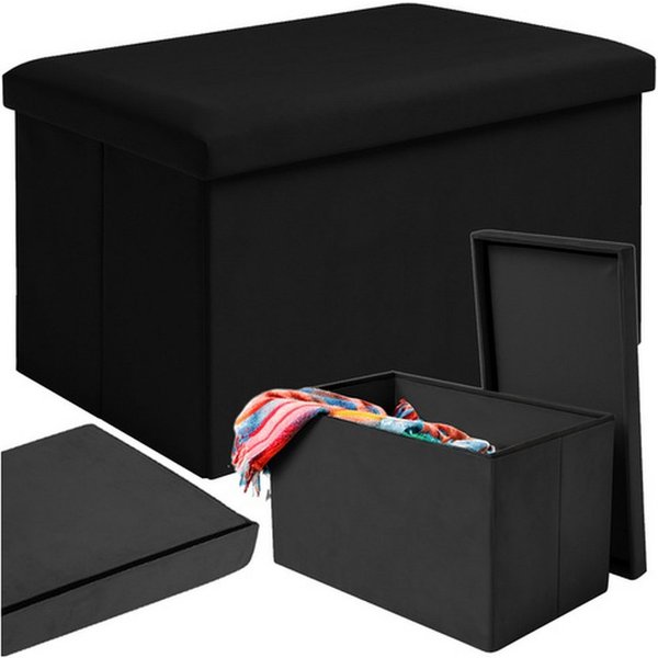 Ruhhy Pouf Hocker Sitzbox Samtpouf (Spar-Set, 1-St., platzsparend), Eleganter Samtpouf mit 54 l Stauraum, ideal für Decken