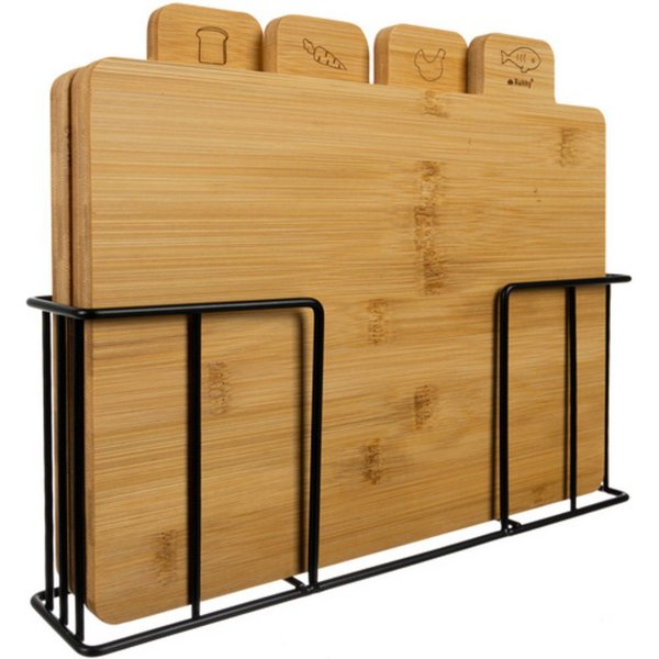 Ruhhy Schneidebrett Küchenbrett Servierbrett Bambusbrett, Bambus, (Spar-Set, 4-St., 28x20x1,2 cm robust)