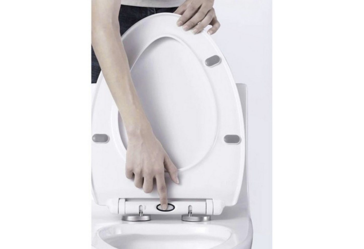 Ruhhy WC-Sitz Universal WC-Sitz Soft-Close, abnehmbar, PP, Edelstahlscharnier, Weiß. (Universeller Toilettensitz mit Absenkautomatik und Schnellverschluss., WC- – Bild 4 von 5